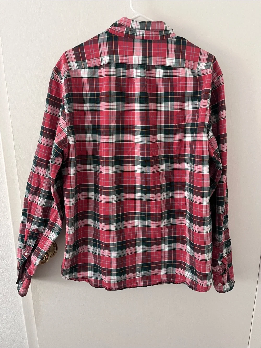 J. Crew Men’s All Cotton Oxford Button Down  Slim Fit Plaid Red White Green XL